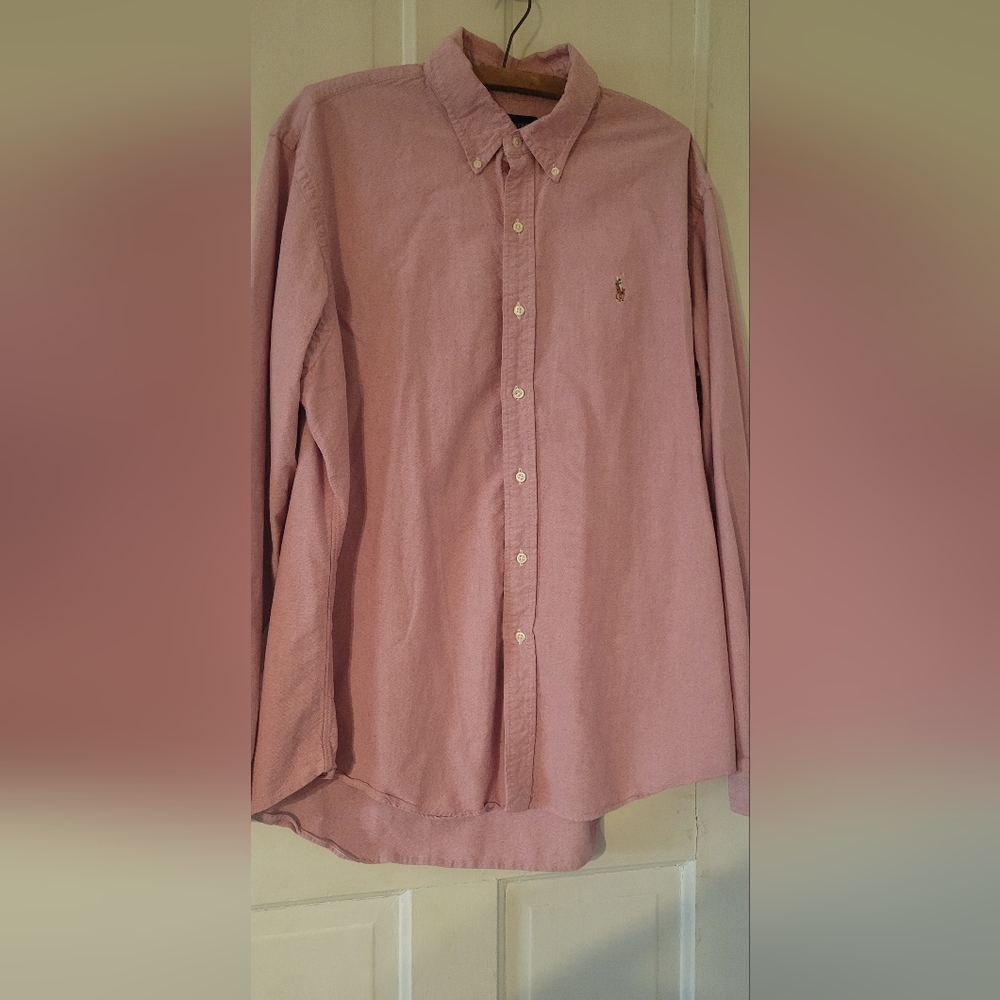 Mens Ralph Lauren Vintage Red Long Sleeve Button Down Size XL